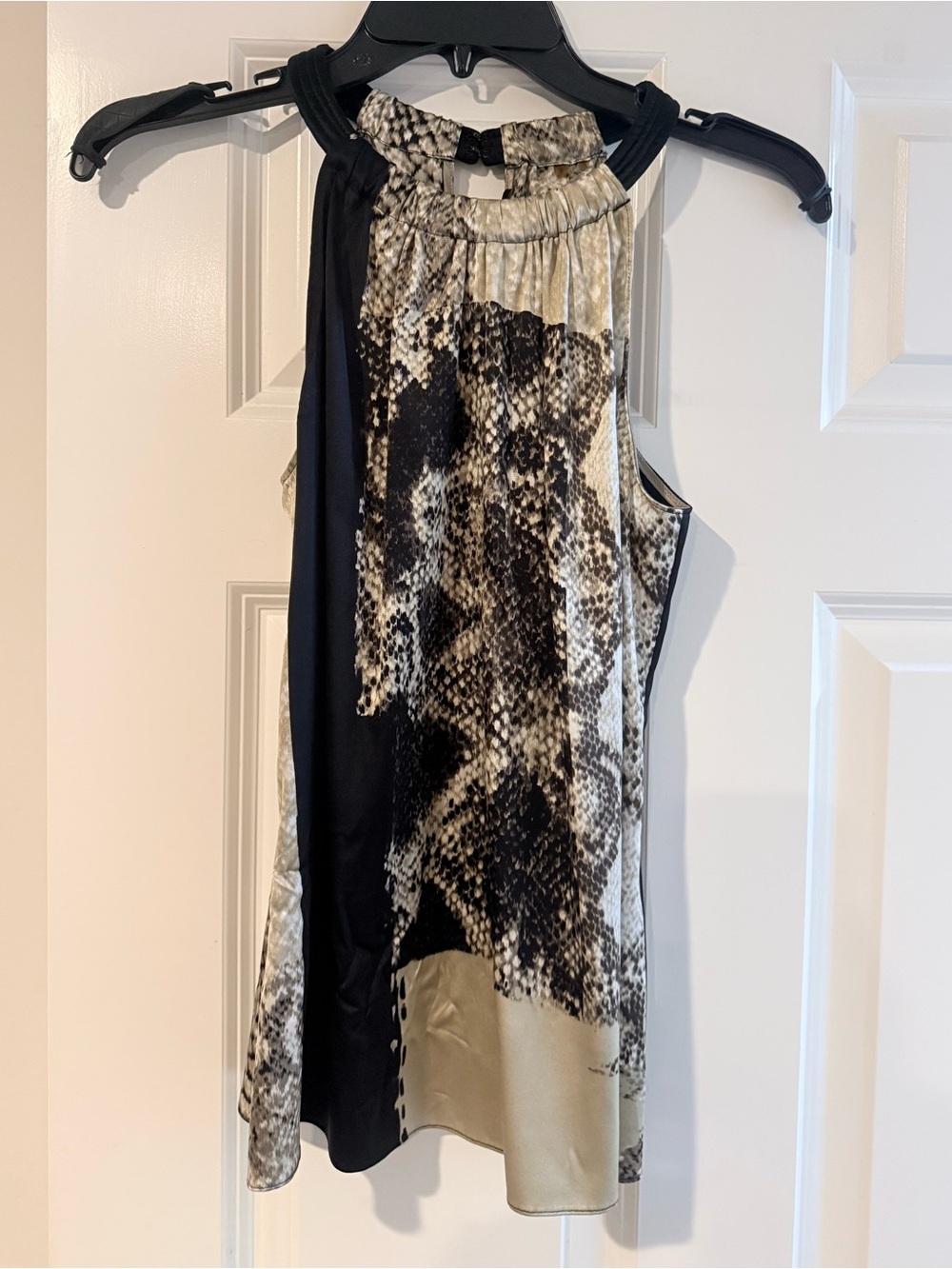 Elie Tahari Silk Snakeskin Print Colorblock Halter Top Size Small